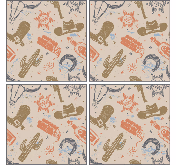 Bases para copos com elementos de tema cowboy - TenStickers