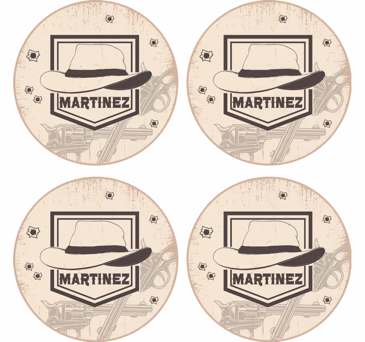 Bases para copos chapéu e armas do velho oeste - TenStickers