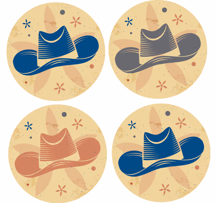 Bases para copos com motivo estilizado de chapéu - TenStickers