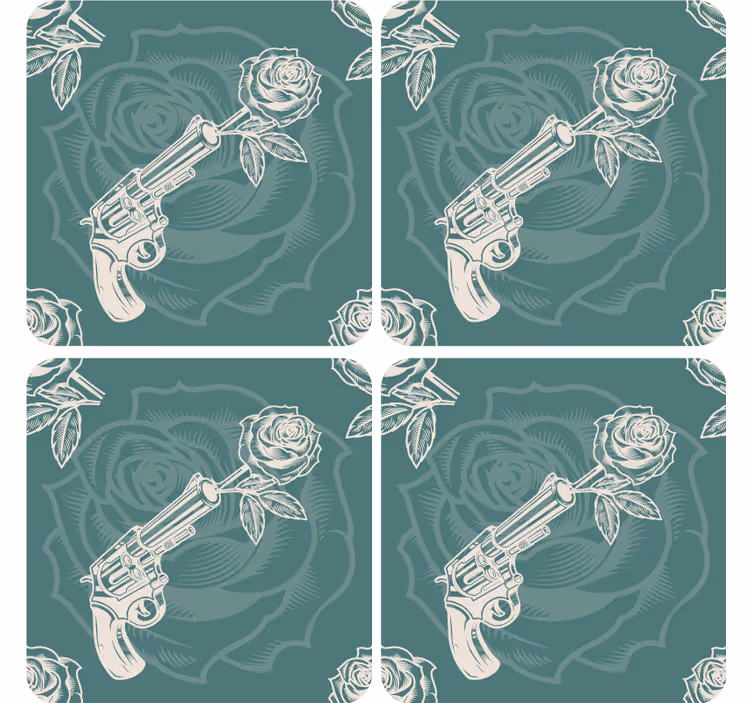 Bases para copos revolver com rosa - TenStickers