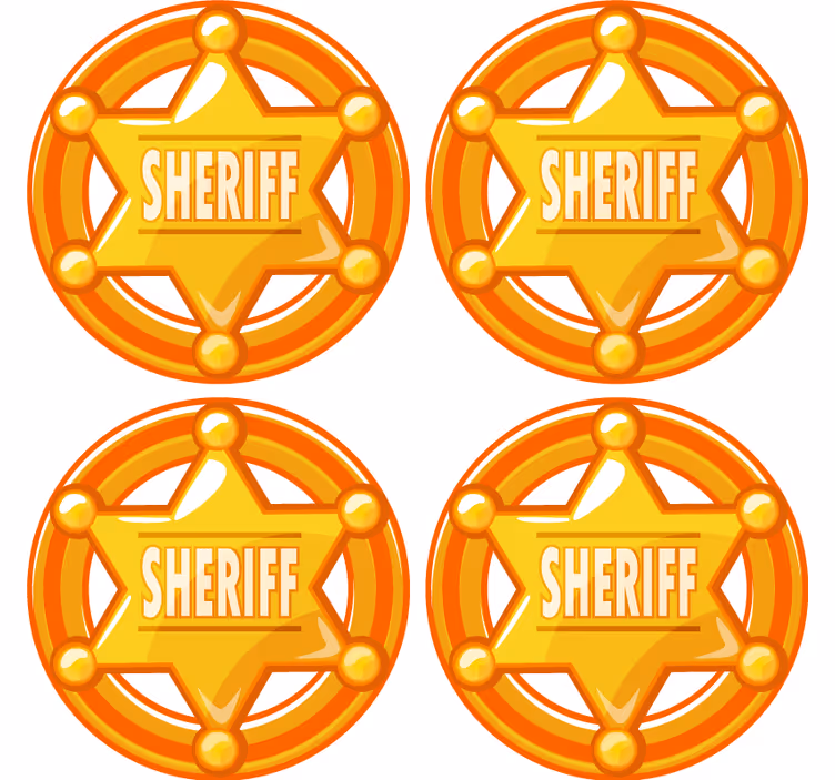 Bases para copos com estampa de estrela de xerife - TenStickers