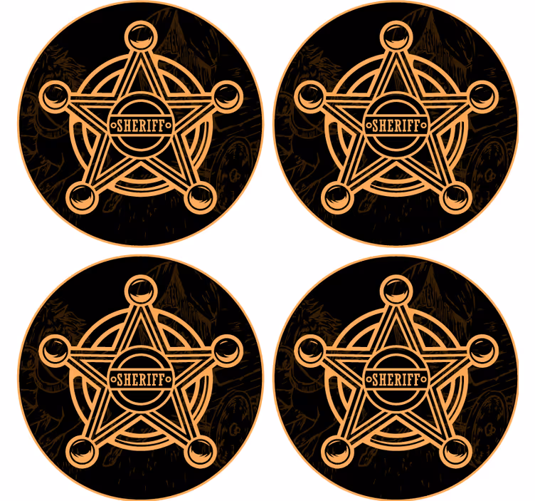 Bases para copos cerveja emblema de estrela xerife - TenStickers