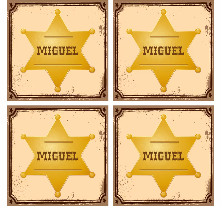 Bases para copos Emblema do xerife com nome - TenStickers