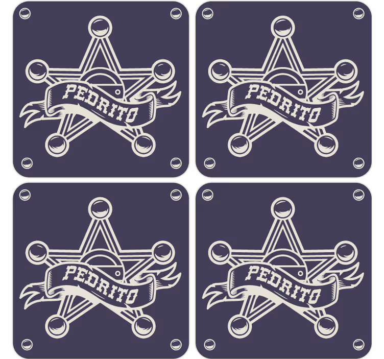 Bases para copos vintage insígnia de xerife - TenStickers