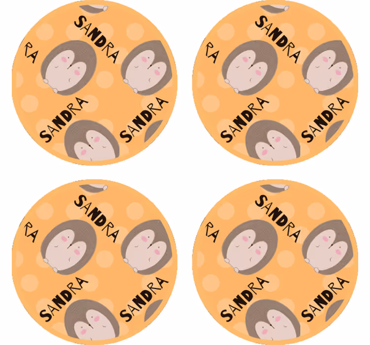Bases para copos personalizáveis padrão de ouriço fofo - TenStickers