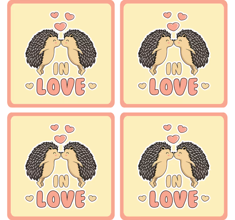 Bases para copos modernas ouriços apaixonados - TenStickers