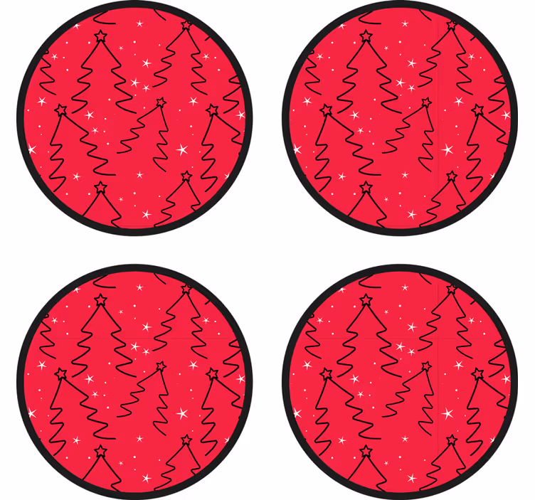 Bases para copos de natal com padrão de árvore festiva - TenStickers