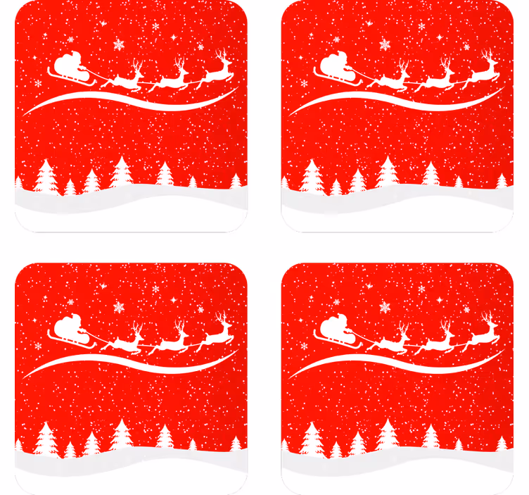 Bases para copos de natal trenó do papai noel com renas - TenStickers