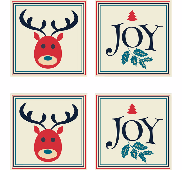Bases para copos de natal rena e azevinho - TenStickers