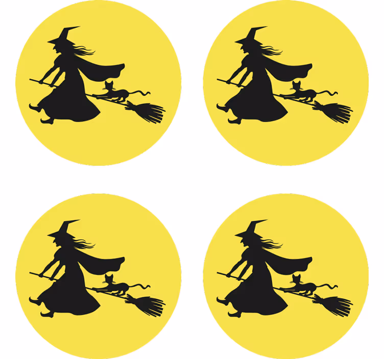 Bruxa, lua e gato preto copo de halloween - TenStickers