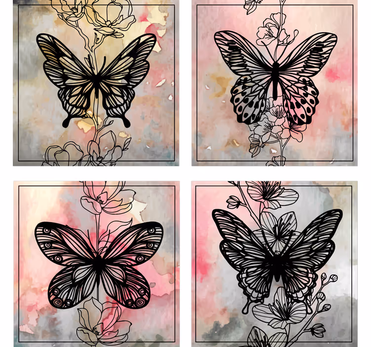 Bases para copos de borboletas Borboleta de arte - TenStickers