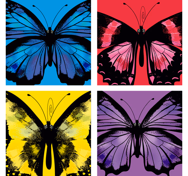 Bases para copos com designs de borboletas coloridas - TenStickers
