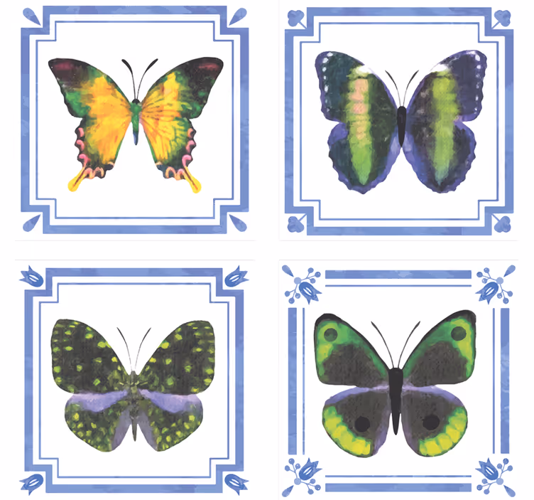 Bases para copos elementos de borboletas coloridas - TenStickers