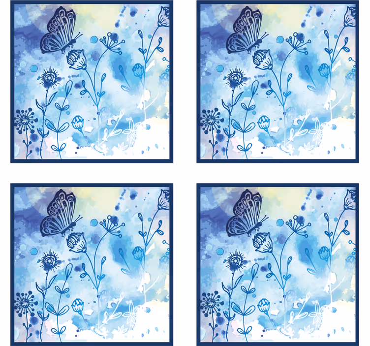 Bases para copos Desenho floral e borboletas - TenStickers