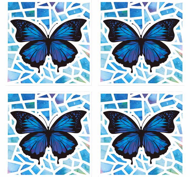 Bases para copos arte em mosaico de borboletas - TenStickers