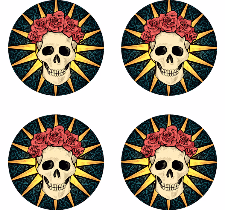 Caveira feminina com porta-copos rosa de halloween - TenStickers
