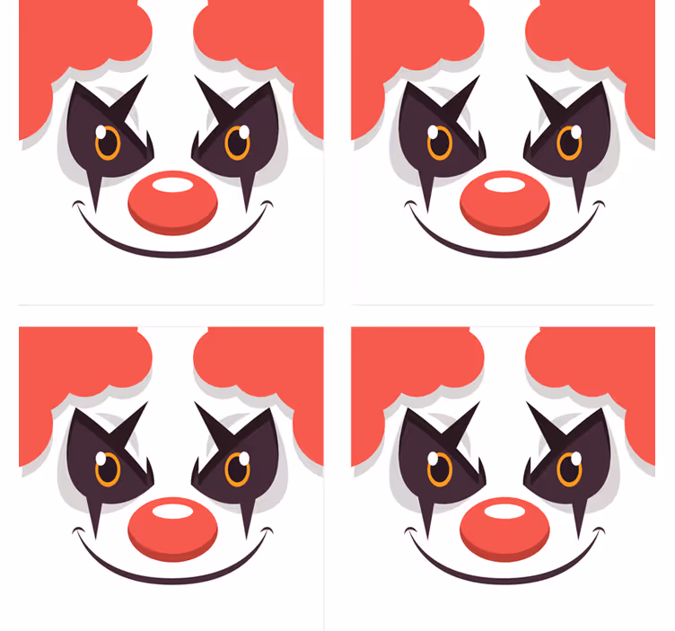 Bases para copos com design de rosto de palhaço divertido - TenStickers