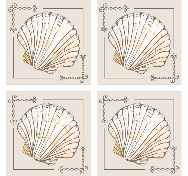 Bases para copos vintage com motivo de concha elegante - TenStickers
