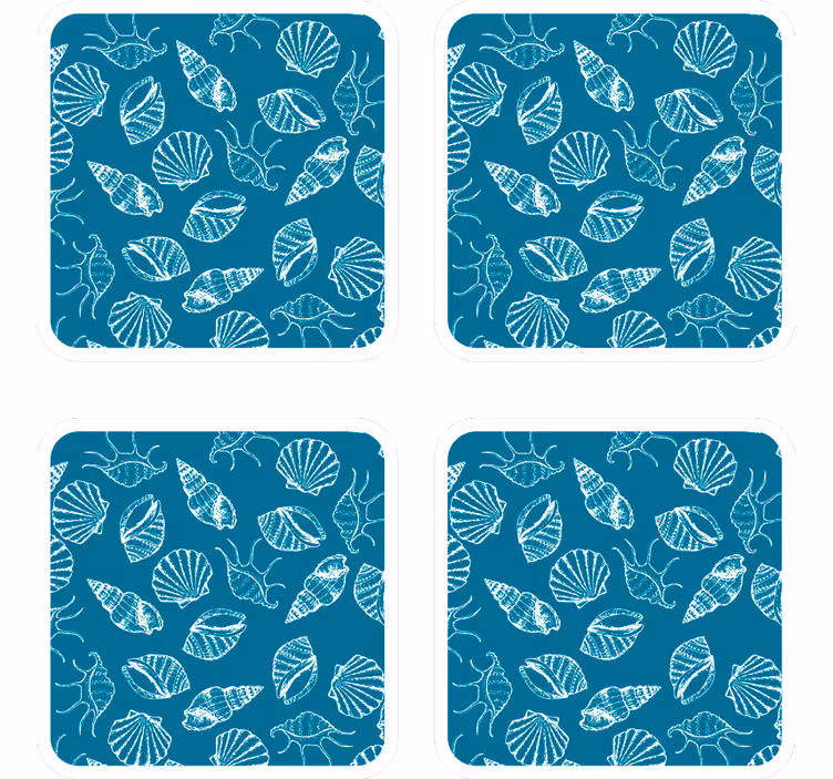 Bases para copos com fundo de padrões de conchas - TenStickers