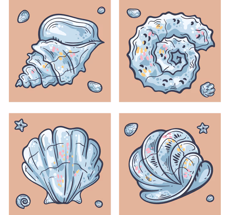 Bases para copos modernas com motivos inspirados em conchas - TenStickers