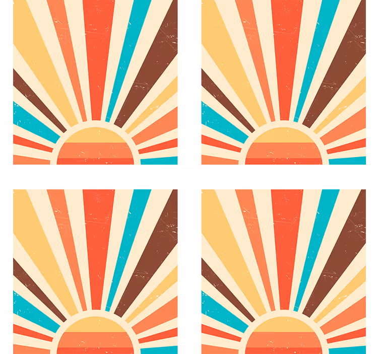 Bases para copos sol 70's Pôr do sol vintage abstrato - TenStickers