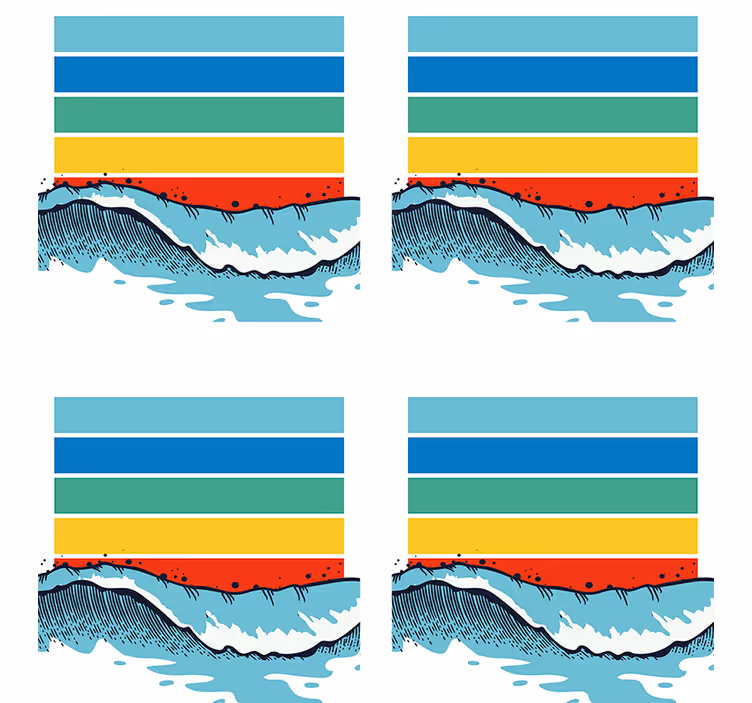 Bases para copos com padrão de ondas coloridas - TenStickers