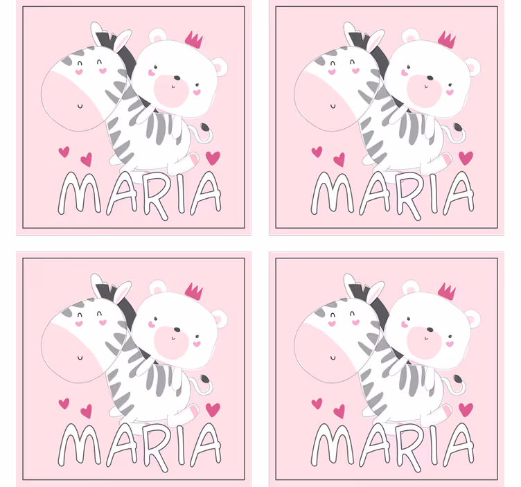 Bases para copos personalizáveis duo de urso zebra fofo - TenStickers
