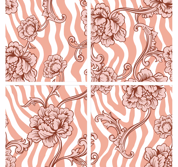 Bases para copos padrão de onda floral - TenStickers