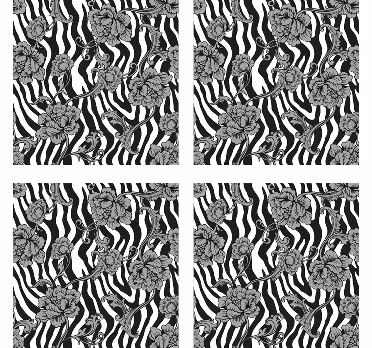 Bases para copos com estampa floral de zebra - TenStickers