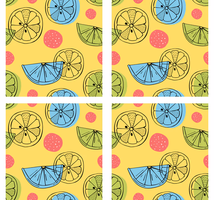Bases para copos com padrão cítrico colorido - TenStickers