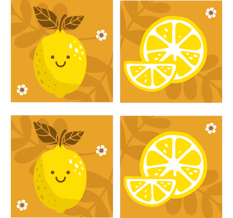 Bases para copos limão e cítricos alegres - TenStickers