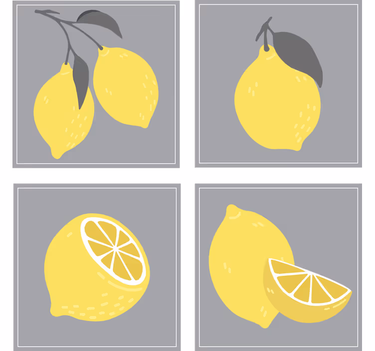 Bases para copos conjunto de ilustrações de limão - TenStickers