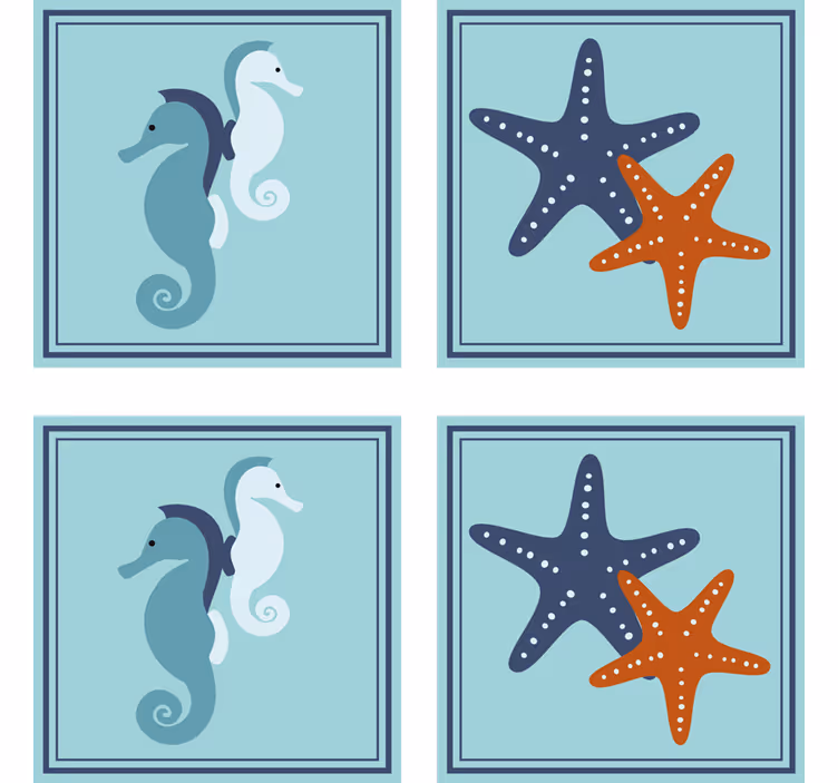 Bases para copos vintage padrões de cavalo-marinho e estrela - TenStickers