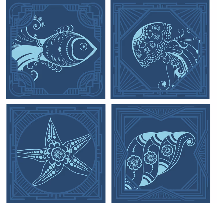 Bases para copos criaturas marinhas divertidas - TenStickers