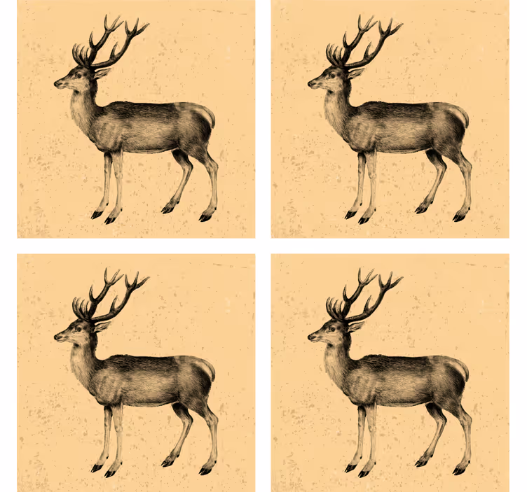 Bases para copos cerveja ilustração de cervo vintage - TenStickers