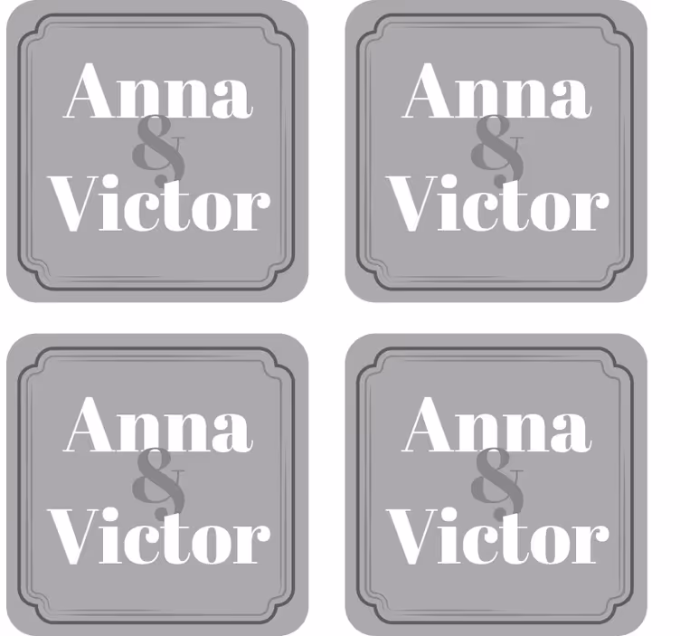 Bases para copos casamentos iniciais personalizadas do casal - TenStickers