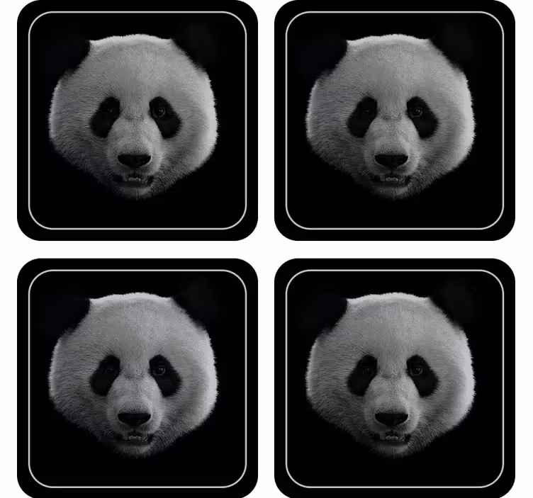 Bases para copos com padrão de rosto de panda - TenStickers