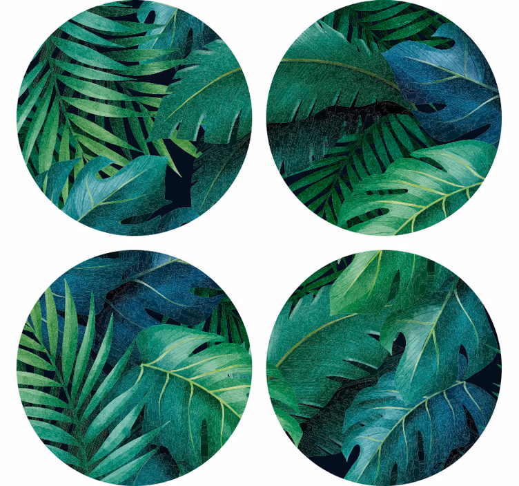 Bases para copos modernas base para copos com folhas verdes difer - TenStickers
