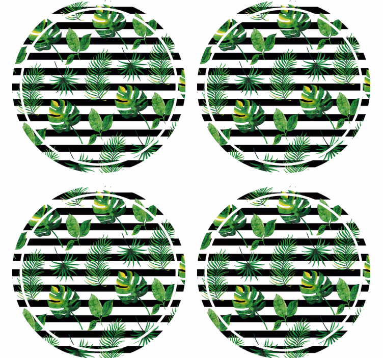 Bases para copos ideia de folha tropical - TenStickers