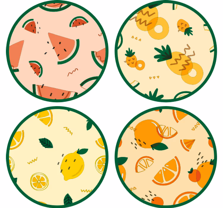 Bases para copos com padrões de frutas tropicais - TenStickers