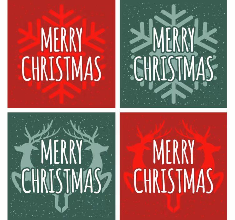 Bases para copos de natal padrões verdes e vermelhos - TenStickers