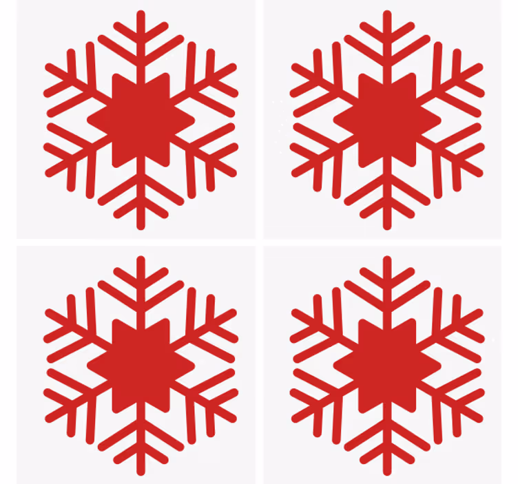 Bases para copos de natal com padrão de flocos vermelhos - TenStickers