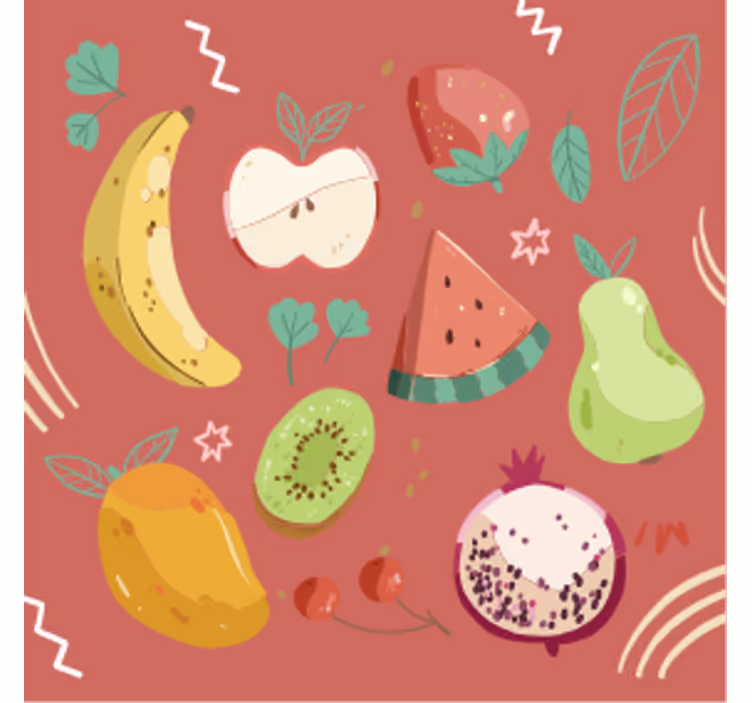 Bases para copos modernas arranjo de frutas coloridas - TenStickers