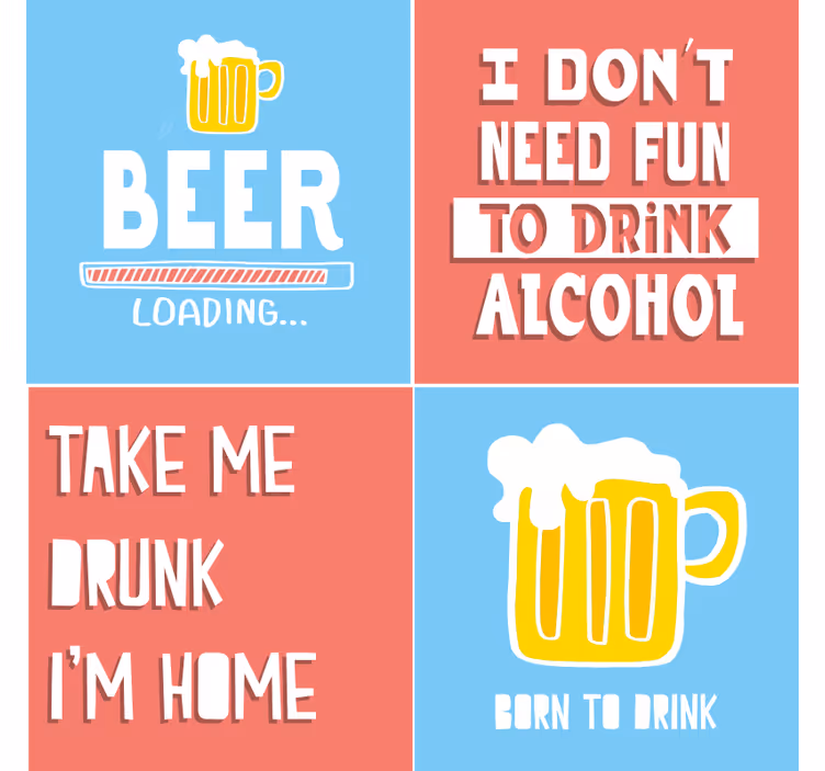 Bases para copos de cerveja Várias citações de bebida - TenStickers