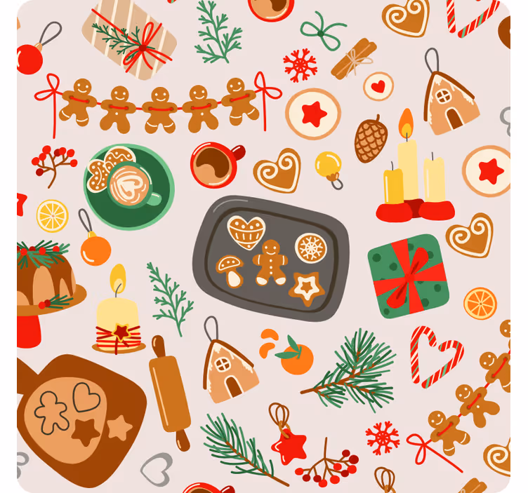 Bases para copos de natal guloseimas de gengibre festivas - TenStickers
