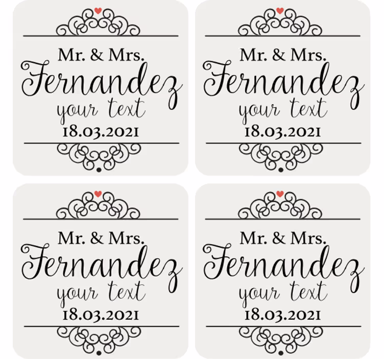 Bases para copos de casamentos Senhor e senhora - TenStickers