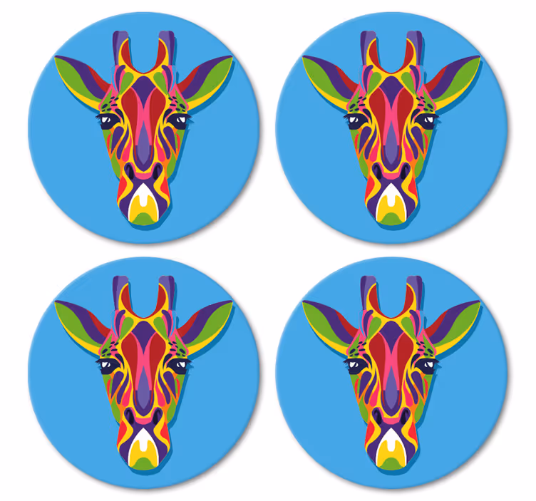 Bases para copos modernas Pintura multicolorida de girafa - TenStickers