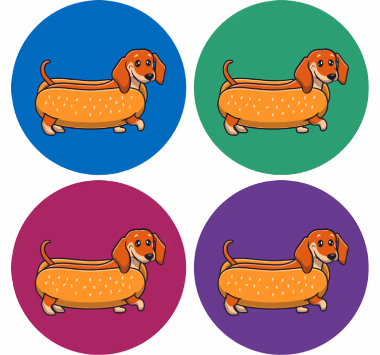 Bases para copos cachorrinho salsichinha brincalhão - TenStickers