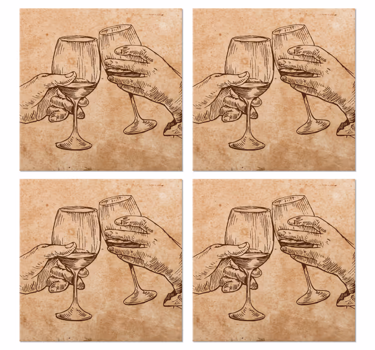 Bases para copos vintage Amantes do vinho - TenStickers