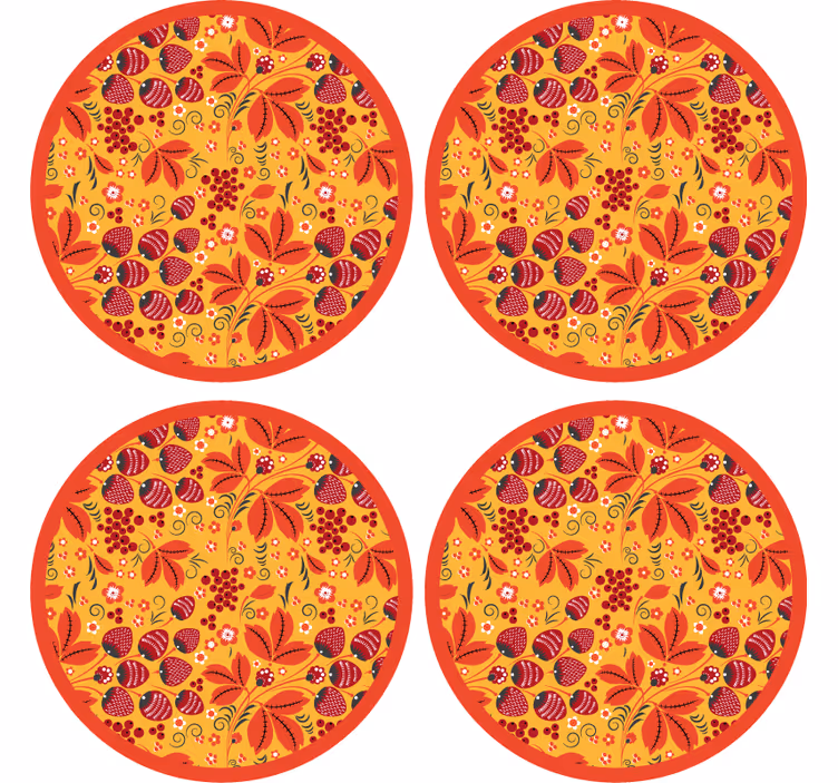 Bases para copos com estampa floral vibrante - TenStickers